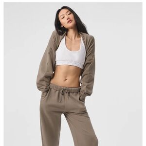 Alo Yoga White Scoopneck Sweatshirt Bra